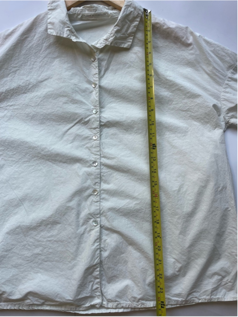 Album Di Famiglia Cotton Boxy Button-Up Shirt Italy Oversized small off white - Picture 7 of 10